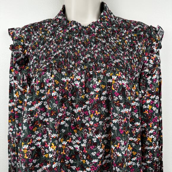 Draper James Mini Floral Ruffled Blouse Smocking Prairie Cottage Core Women's 1X - Picture 4 of 14